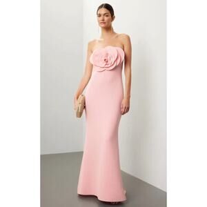 Badgley Mischka Rosette Scuba Strapless Gown Size 14
